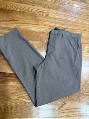 Banana Republic Men's Slim fit Brown Micro-houndstooth Dress Pants pockets  36R